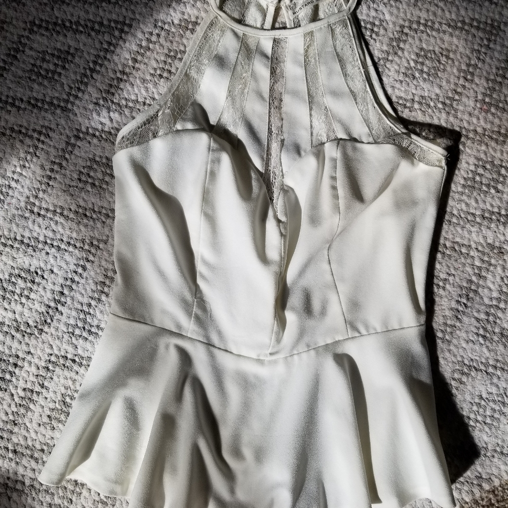 Mustard Seed Peplum White Top Small